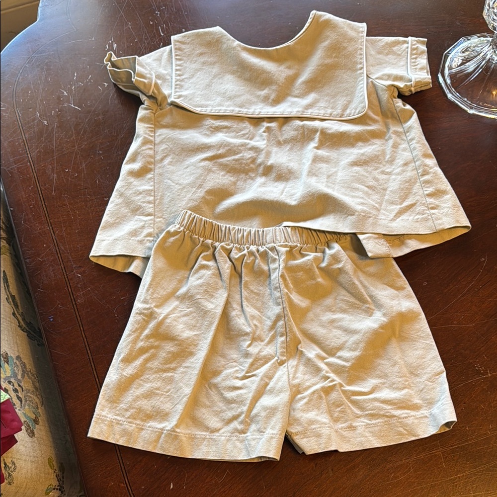 Beige Toddler Outfit with Sailor Collar